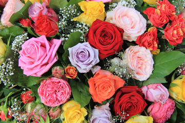 Rose bouquet in bright colors