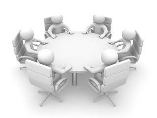3d person at the conference table with seating business