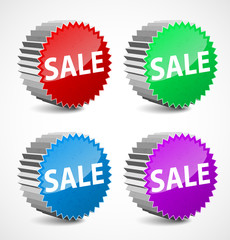 Set of colorful 3d vector sale labels.
