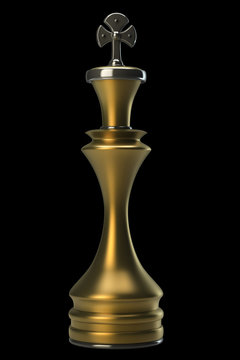 Chess golden King isolated on black background