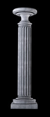 Classic Marble Column on black. Isolated High resolution 3D