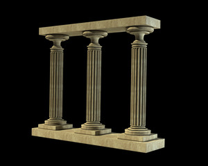 Obraz premium Three ancient columns of marble isolated