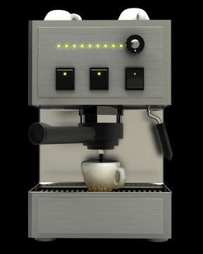modern coffee machine isolated on black