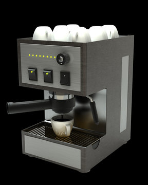 modern coffee machine isolated on black