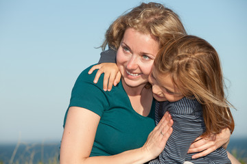 Fototapeta premium mother and her little daughter outdoors