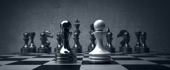 Black vs wihte chess pawn background. high resolution © Iaroslav Neliubov