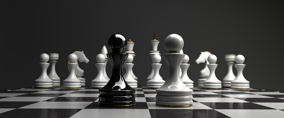 Black vs wihte chess pawn background © Iaroslav Neliubov