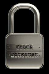 3d lock password. Objects over black