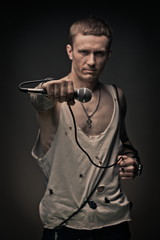 Portrait of rock singer