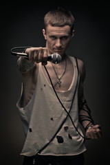 Portrait of rock singer