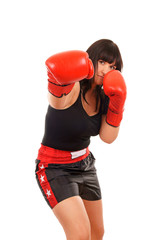 athletic girl with boxing gloves