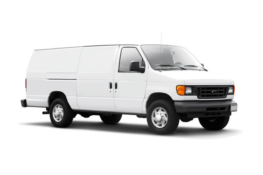 White Delivery Van on White with drop shadow