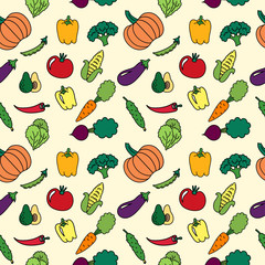 Seamless pattern with vegetables