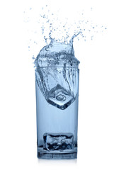 Splashing water in glass