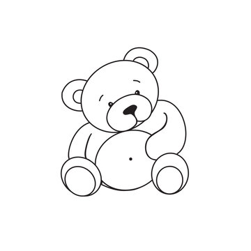 Outlined bear toy vector illustration.Isolated on white