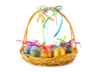 Easter eggs in basket