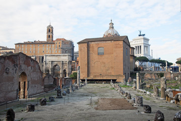the Roman Forum with the basilica Emilia