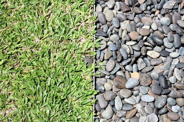Gravel and grass.