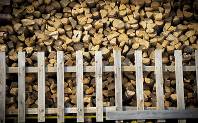 Split firewood stack