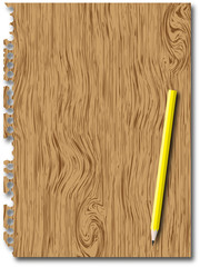 New paper page with wooden texture and pencil