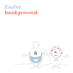 Easter background with cartoon eggs