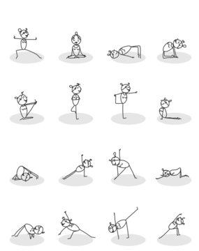 set of yoga poses vector