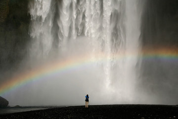 Waterfall with rainbow in Iceland