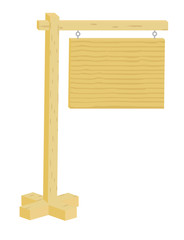 wooden sign board over white vector illustration