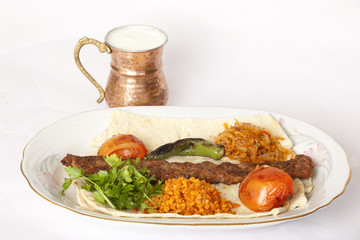 Turkish traditional kebab specials ready to serve with ayran