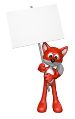 Obraz premium fuchs hält leeres schild