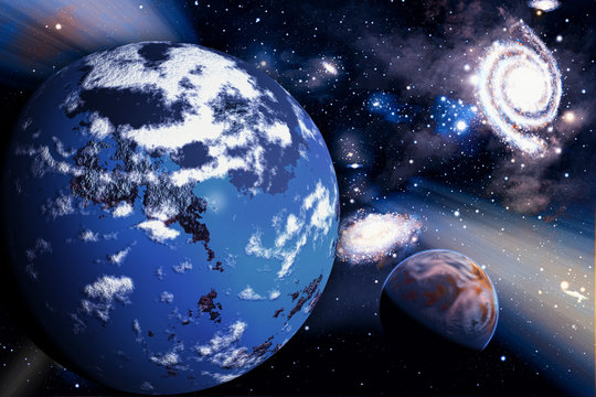 A space background with planet and stars