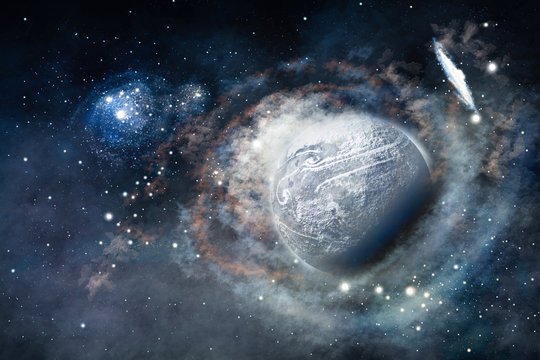 Fototapeta Space of galaxy with stars and planet