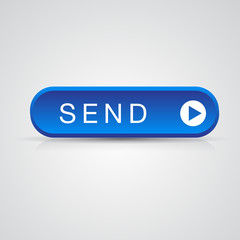 Blue send button, mail mesage vector