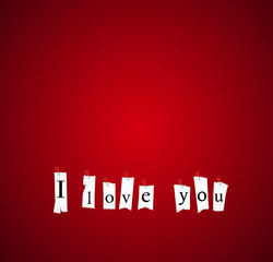 Ripped paper on red background, valentine design