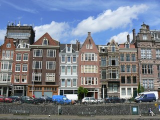 Wharfs alongside a canal in Amsterdam