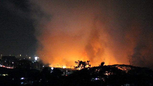 Wild Fires At Night Burn Out Of Control