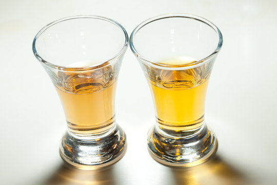 small glasses with rum