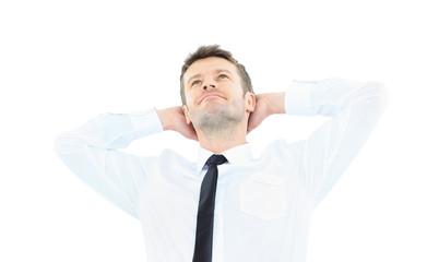 Portrait of handsome business man relaxing with