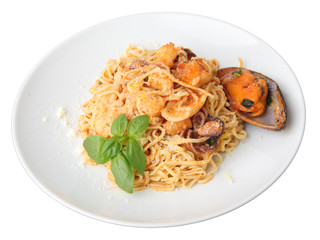 plate of tagliolini with seafood