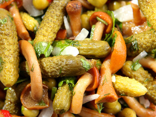 Salad from pickles with mushrooms