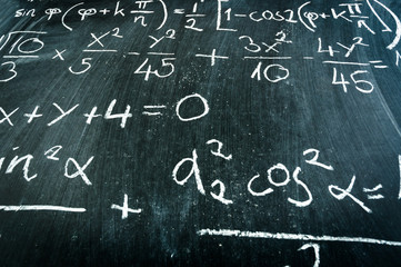 Blackboard with formulas