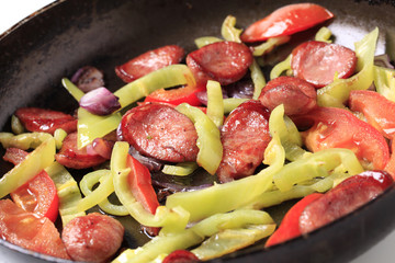 Sausage and vegetable stir fry
