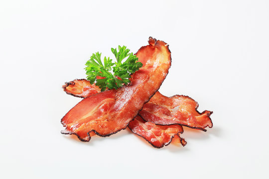 Fried bacon strips