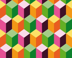 Seamless background imitating three dimensional cubes