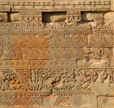 Buddhist Carvings On The Stupa At Sarnath