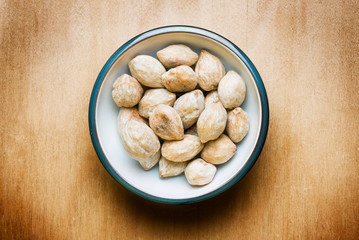 hazelnut on wood table