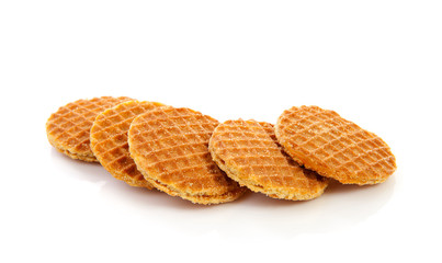 Pile of typical Dutch stroopwafels ( with syrup)