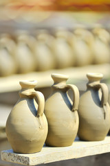 Fototapeta na wymiar drying ceramic vase