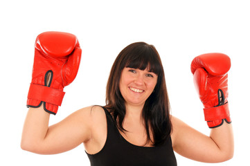 athletic girl with boxing gloves