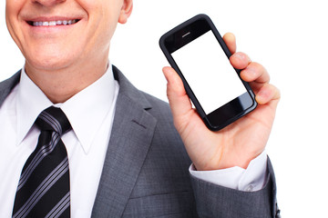 Businessman calling by phone.